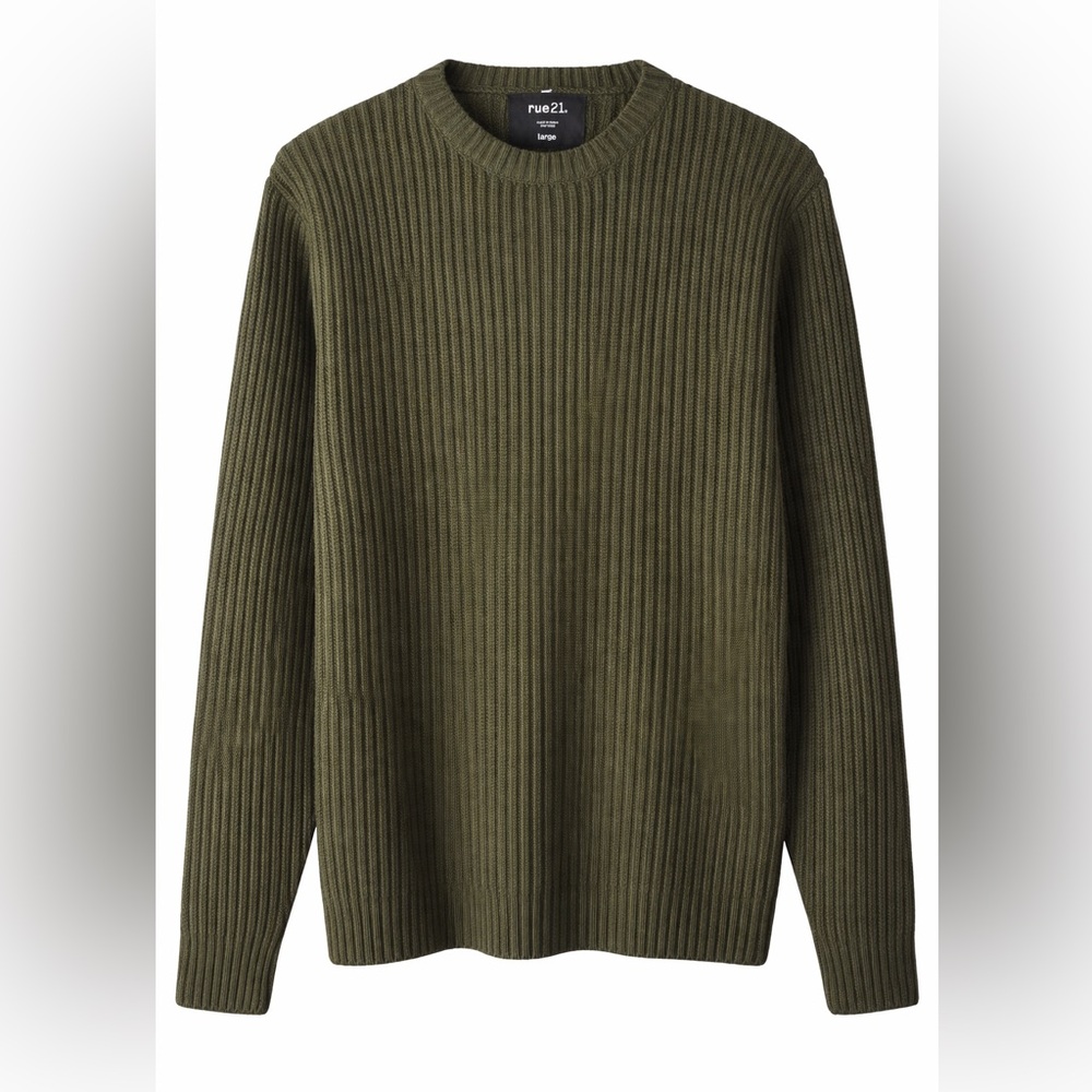 Rue21 Olive Ribbed Crewneck Sweater